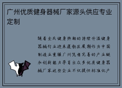 广州优质健身器械厂家源头供应专业定制