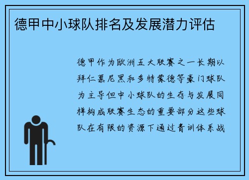 德甲中小球队排名及发展潜力评估